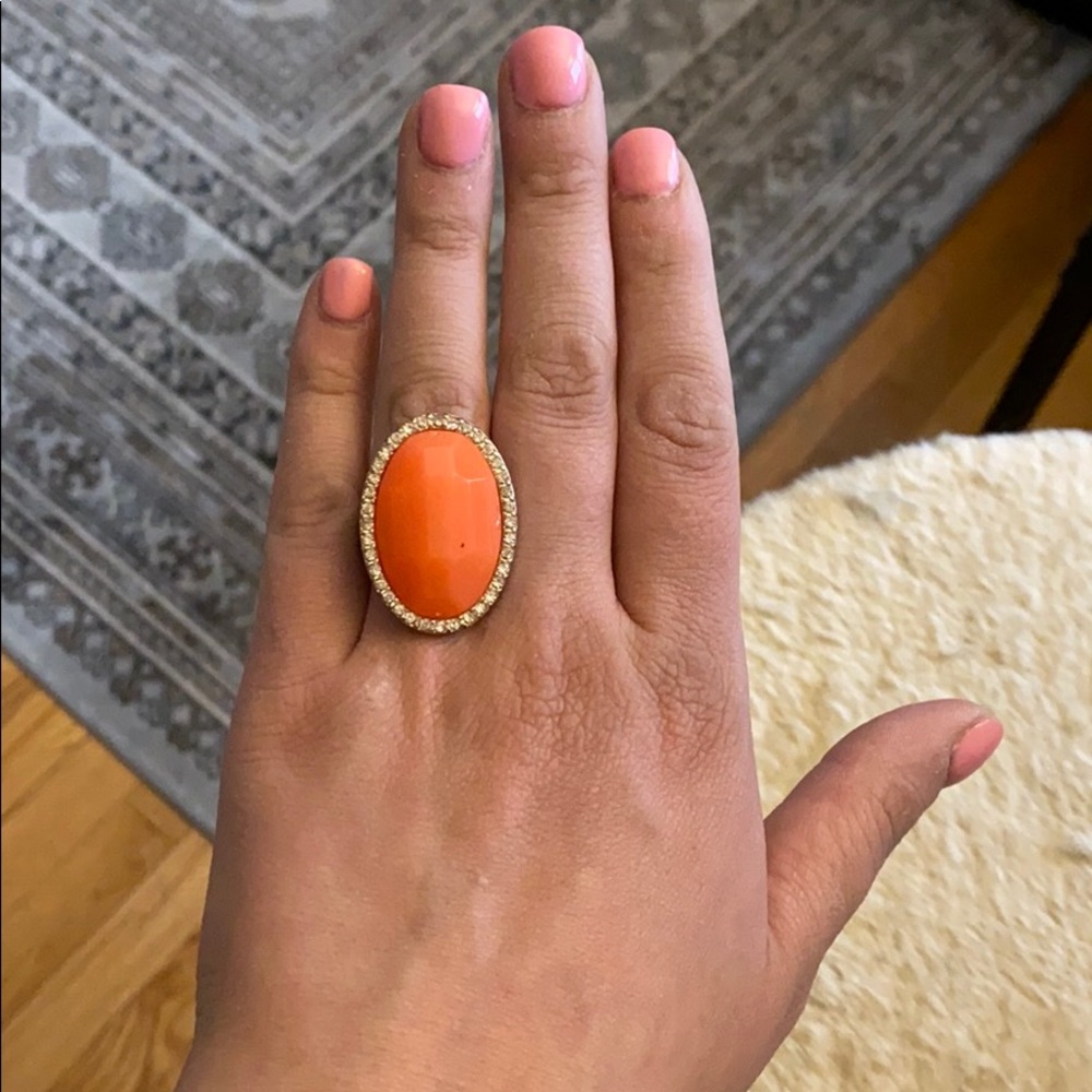 Orange Ring with Rhinestones